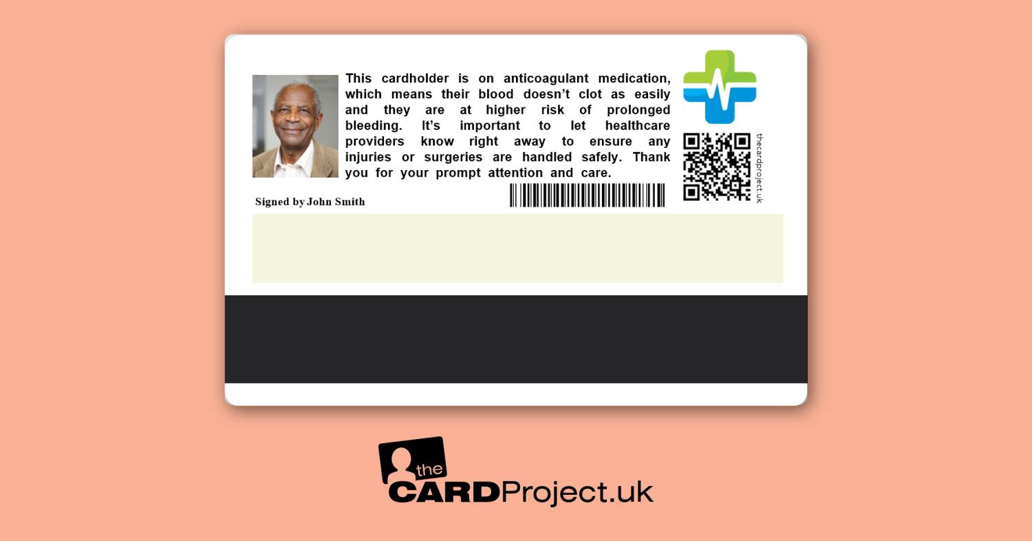 Anticoagulant Medical ID Card (REAR)